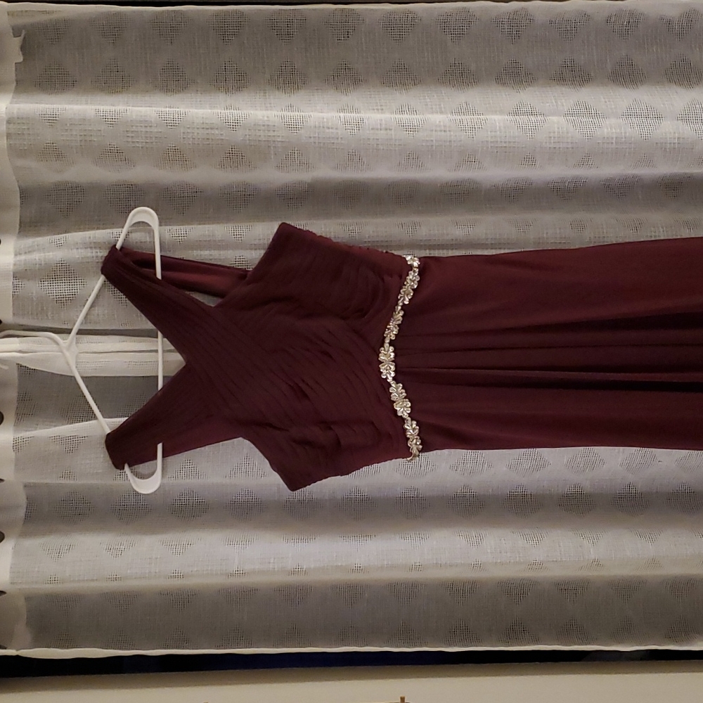 Cindy Collection Long Dark Red/Burgundy Dress